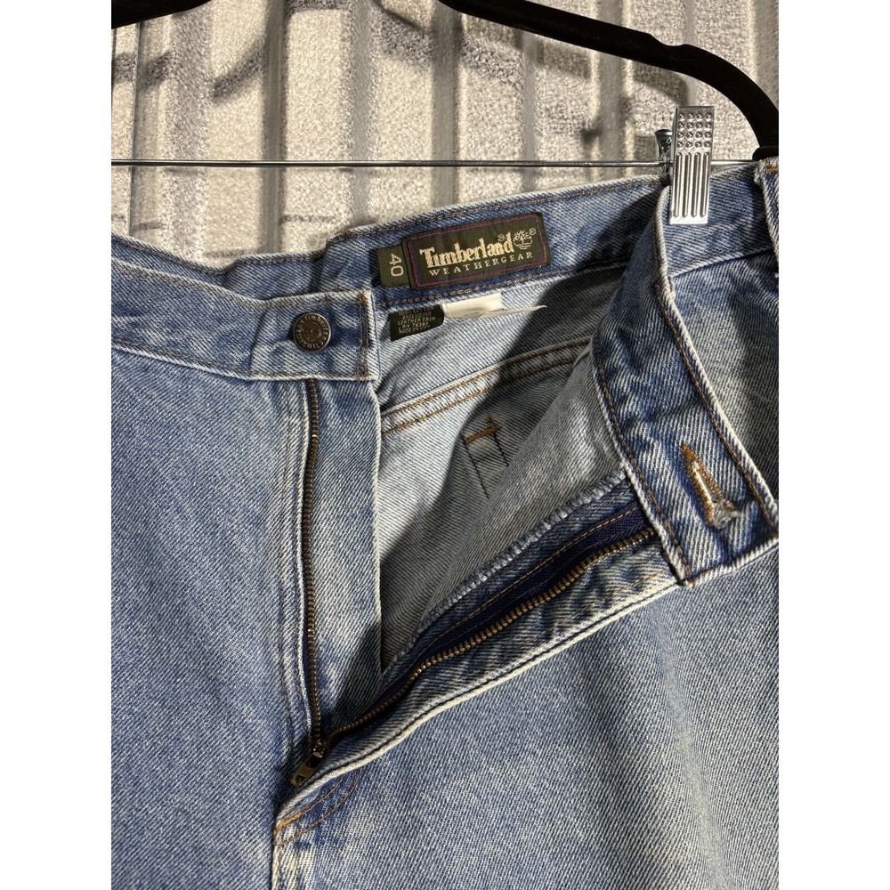 Vintage Timberland Weathergear Men's Jeans 40x28 Blue Light Wash 90s Straight - Picture 2 of 8
